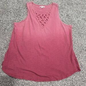 Maurices Sleeveless Ombre Pink Top with Lattice Detail Size Large